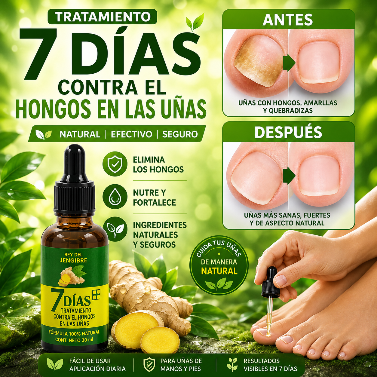 Suero de Jengibre para Uñas Tratamiento Intensivo 7 Días